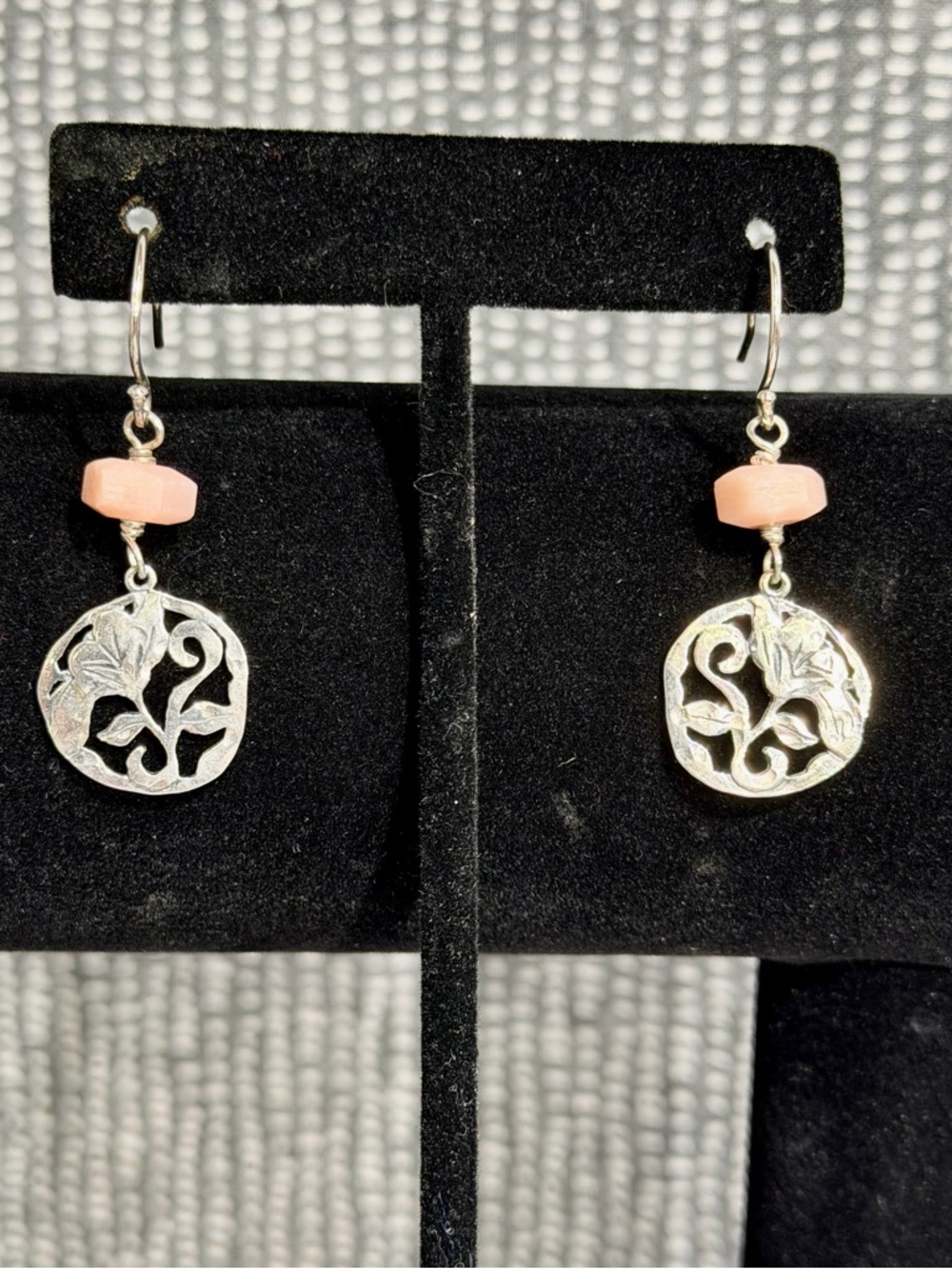 Silpada Pink Beaded Necklace with Silver Filigree Pendant and Matching Earrings - Picture 8 of 11